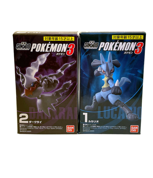 Pokémon Shodo Darkrai and Lucario Bandai 3" Inch Figure BUNDLE/LOT