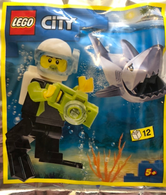 LEGO City Diver and Shark Minifigure Foil Pack Bag Set 952019