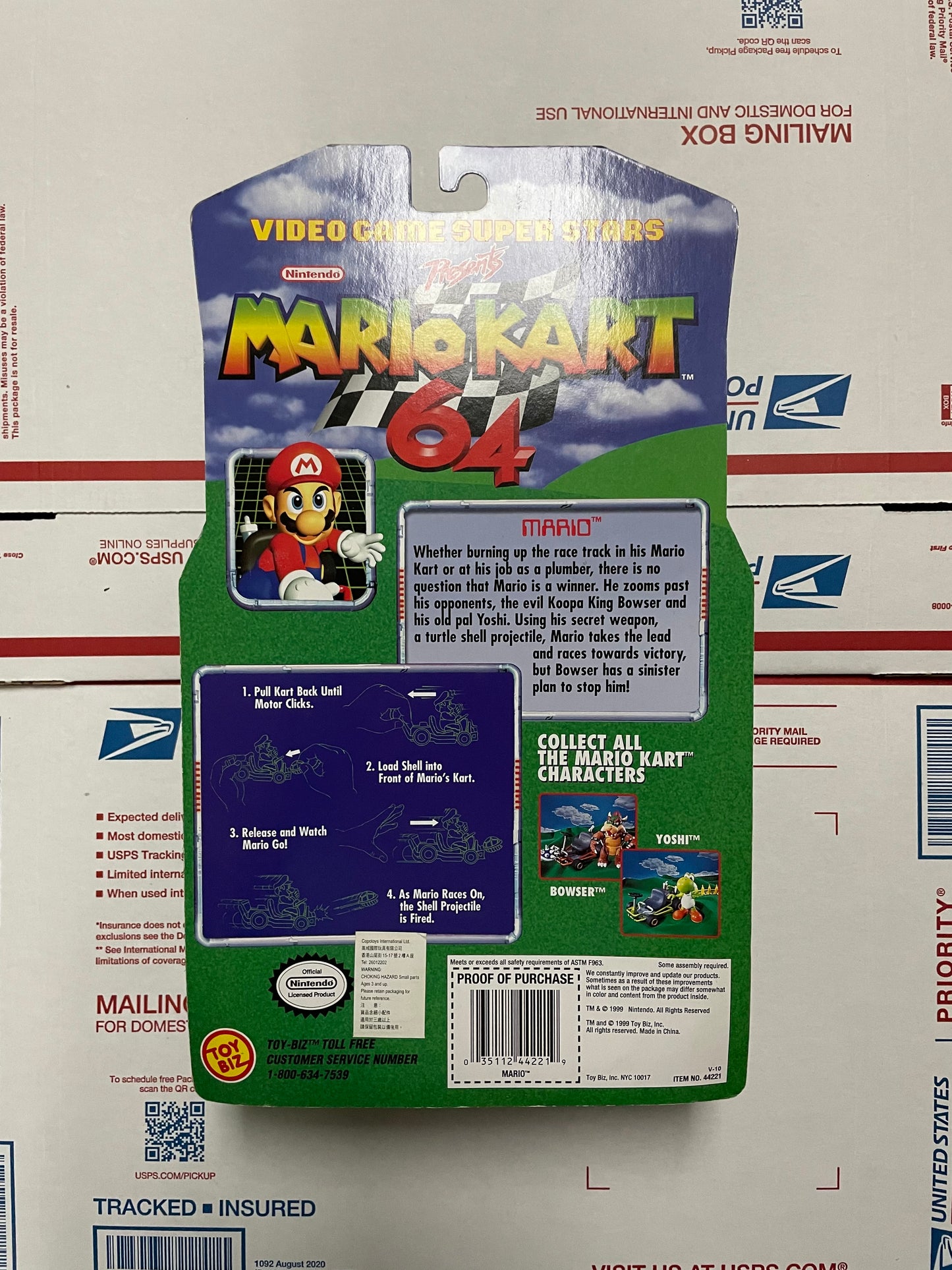 Mario Kart 64 ToyBiz Mario Figure With Green Shell