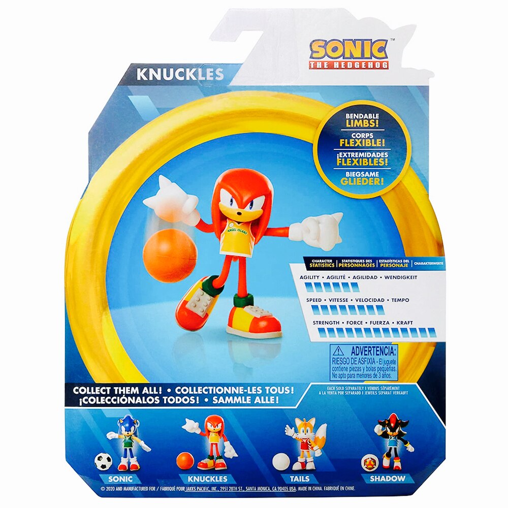 Jakks Sonic The Hedgehog 4" Bendable Figure Wave 3 Sports Knuckles With Ball