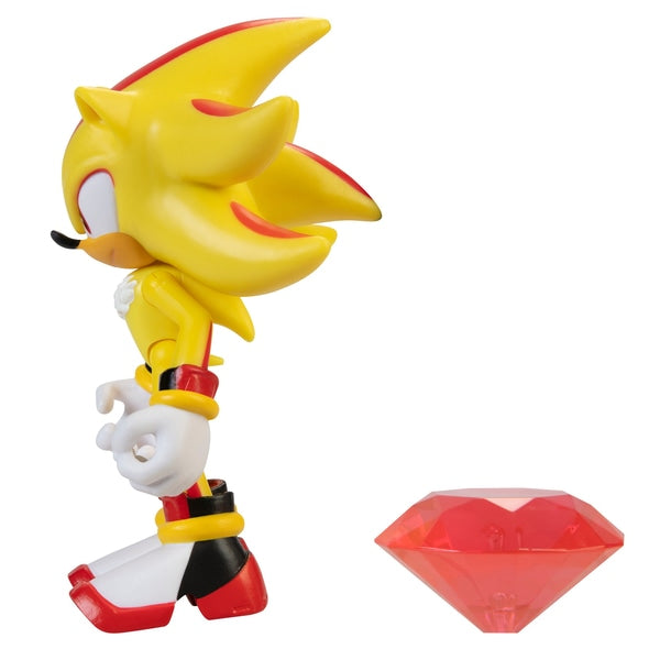 Jakks Sonic 4" Inch Articulated Super Shadow Figure with Chaos Emerald Accessory Wave 4